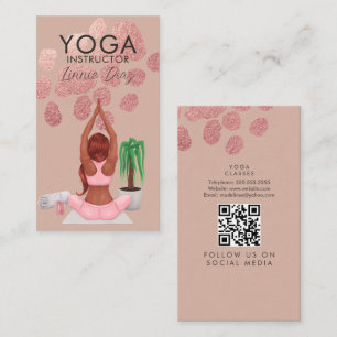 Carte De Visite Cours de professeur de yoga Rose Pink Faux Foil