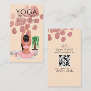 Carte De Visite Cours de professeur de yoga Rose Pink Faux Foil B
