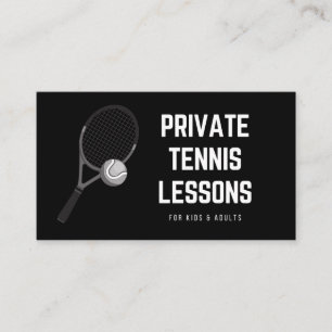Carte De Visite Cours de tennis privé Cool Black & White Coach