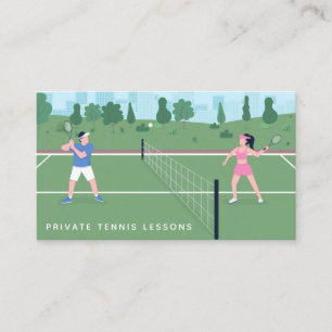 Carte De Visite Cours de tennis privé Illustration de court modern
