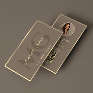 Carte De Visite Courtage immobilier de luxe Marque Taupe Faux Or