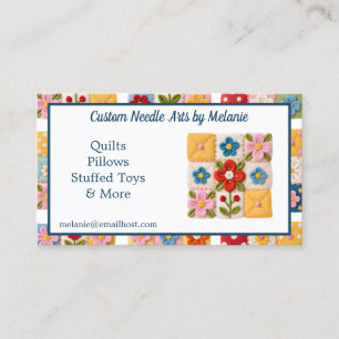 Carte De Visite Courtepoint Patchwork de Fleurs Brodees
