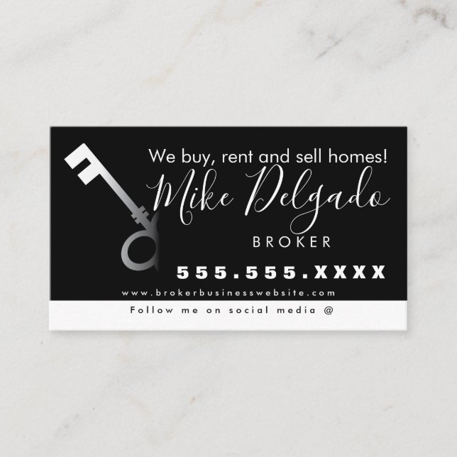 Carte De Visite Courtier de vente Gradient Key Home (Devant)