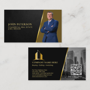 Carte De Visite Courtier en immobilier commercial de luxe   Black 