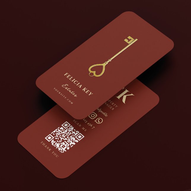 Carte De Visite Courtier hypothécaire Realtor Elegant Dark Terraco (Mortgage Broker Realtor Elegant Dark Terracotta Business Card
)