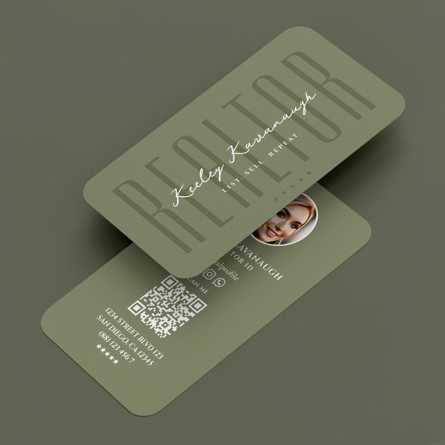 Carte De Visite Courtier hypothécaire Sage Realtor Photo moderne (Mortgage Broker Sage Realtor Photo Modern Business Card
)