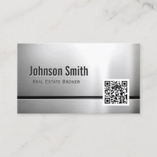 Carte De Visite Courtier immobilier - Code QR en acier inoxydable