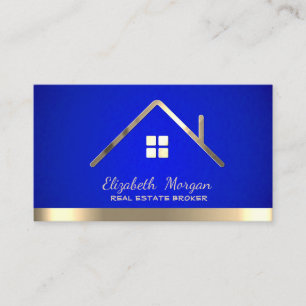 Carte De Visite Courtier immobilier maison toit bleu