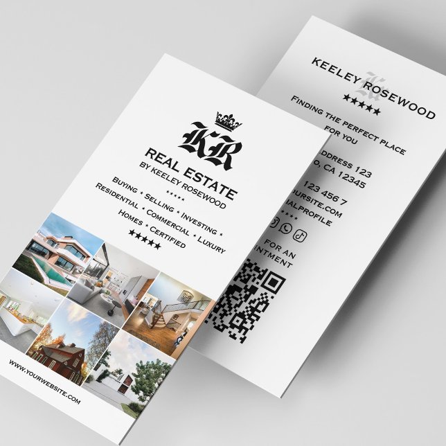 Carte De Visite Courtier immobilier Monogramme blanc minimal (Realtor Mortgage Broker Monogram Minimal White Business Card
)