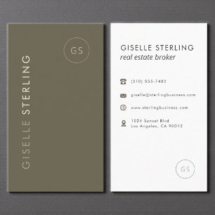 Carte De Visite Courtier immobilier Sage Green Luxe Élégant