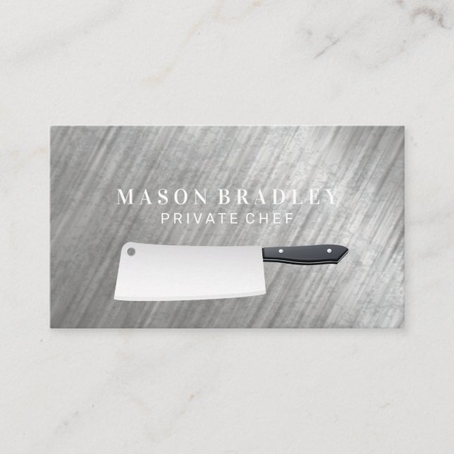 Carte De Visite Couteau boucher | Arrière - plan métallique (Devant)