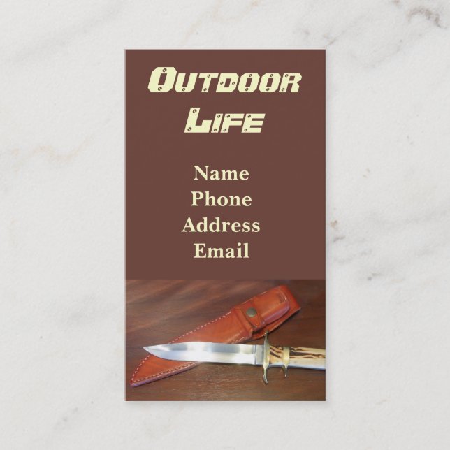 Carte De Visite Couteau de chasse superbe avec le cas en cuir (Devant)