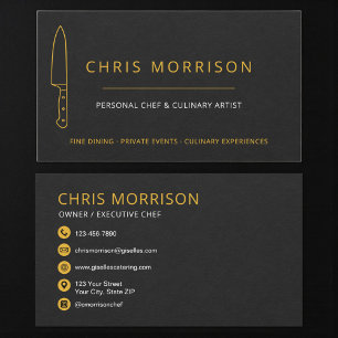 Carte De Visite Couteau de chef de catering personnel rustique