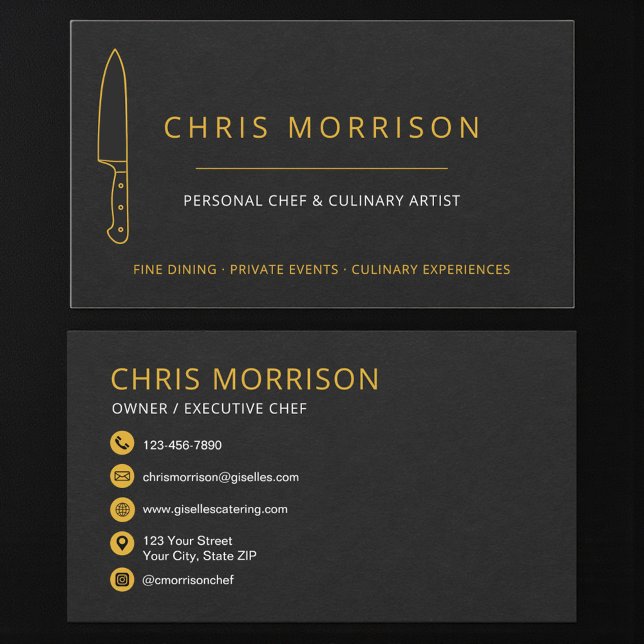 Carte De Visite Couteau de chef de catering personnel rustique (Créateur téléchargé)