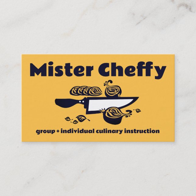 Carte De Visite Couteau du chef coupé en tranches d'oignon chef cu (Devant)