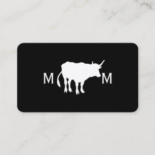 Carte De Visite Couteaux de boucher métalliques Animaux Vache