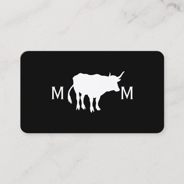 Carte De Visite Couteaux de boucher métalliques | Animaux Vache (Devant)