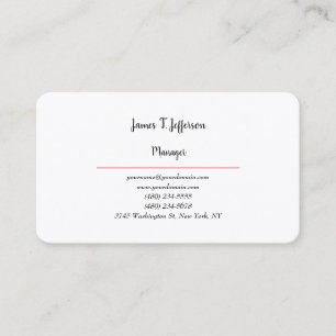 Carte De Visite Coutume blanche minimaliste simple classique
