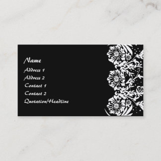Carte De Visite Coutume florale noire et blanche élégante de KRW