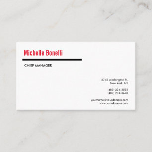 Carte De Visite Coutume moderne blanche simple minimaliste