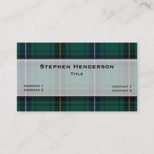 Carte De Visite Coutume turquoise de plaid de tartan de Henderson