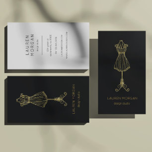 Carte De Visite Couture vintage Studio De Design Noir Et Or