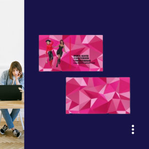 Carte de visite Couturier rose forme géométrique