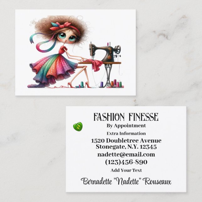 Carte De Visite Couturière fantaisiste couture tailleur  (Devant / Derrière)
