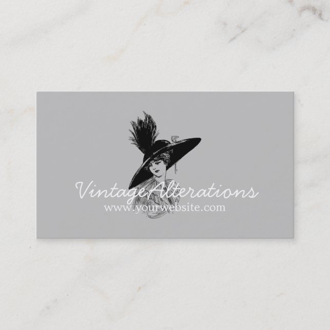 Carte De Visite Couturière retoucheuse de vêtements vintage design (Devant)