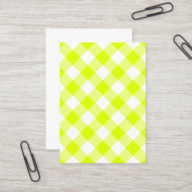 Carte De Visite Couverture à carreaux jaune Chartreuse (Devant/Arrière en situation)