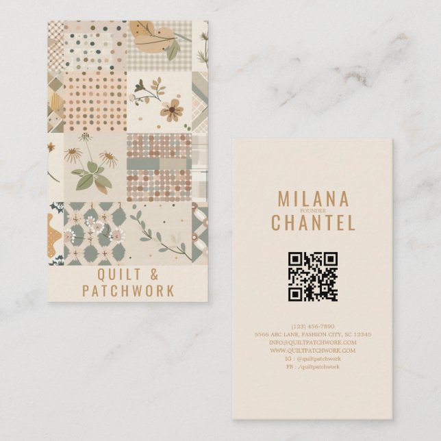 Carte De Visite Couverture beige pastel Patchwork Vêtements faits  (Devant / Derrière)