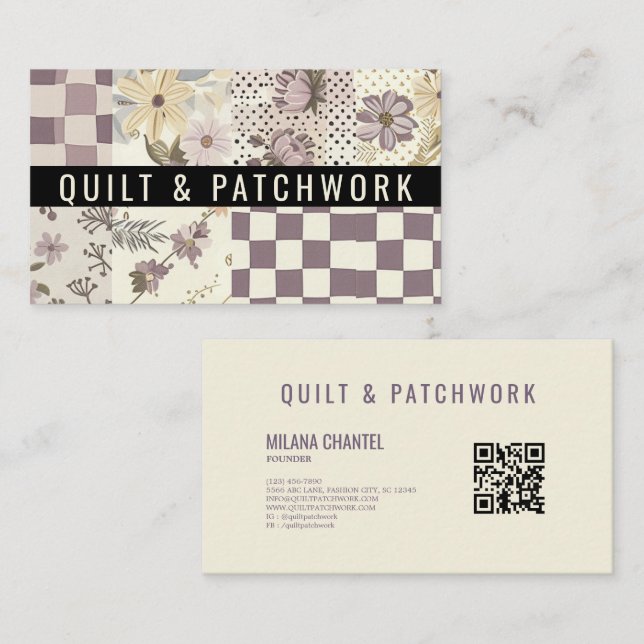 Carte De Visite Couverture en lilac Patchwork Vêtements faits main (Devant / Derrière)