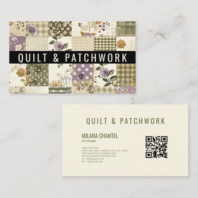 Carte De Visite Couverture en patchwork de lilas vert Vêtements fa (Devant / Derrière)