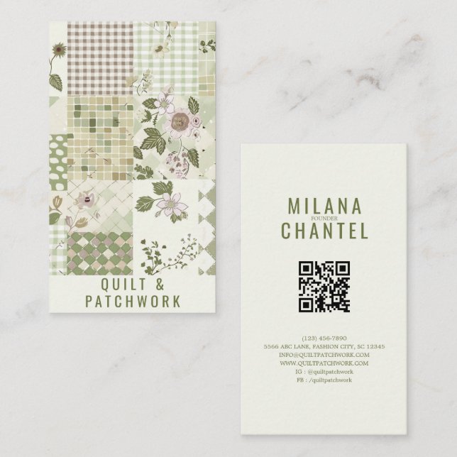 Carte De Visite Couverture en patchwork de lilas vert Vêtements fa (Devant / Derrière)