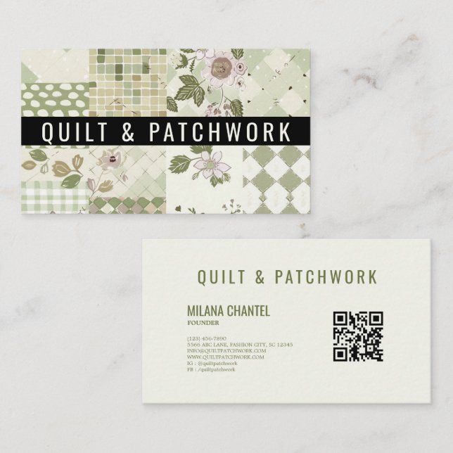 Carte De Visite Couvre-lit en lilas vert Patchwork Vêtements faits (Devant / Derrière)