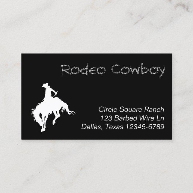 Carte De Visite Cow-boy de Rodéo Blanc en Forme (Devant)