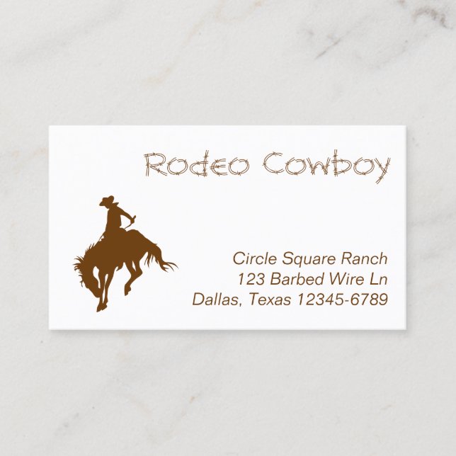 Carte De Visite Cow-boy de Rodéo Brun (Devant)