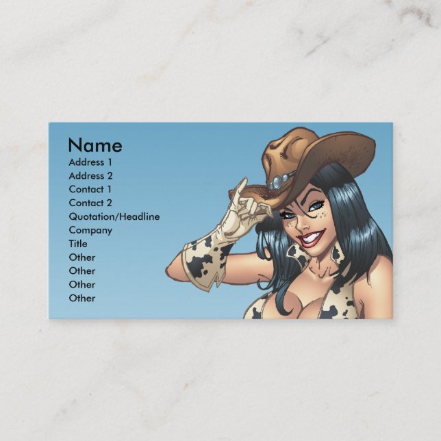 Carte De Visite Cow-girl inclinant son illustration de casquette (Devant)