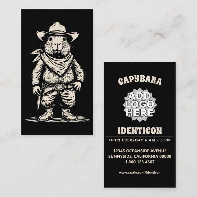 Carte De Visite cowboy capybara (Devant / Derrière)