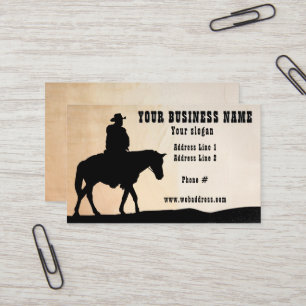 Carte De Visite Cowboy Silhouette Cheval Fournitures d'entraînemen