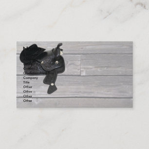 Carte De Visite CowboySaddleWoodgrain, nom, adresse 1, adresse…