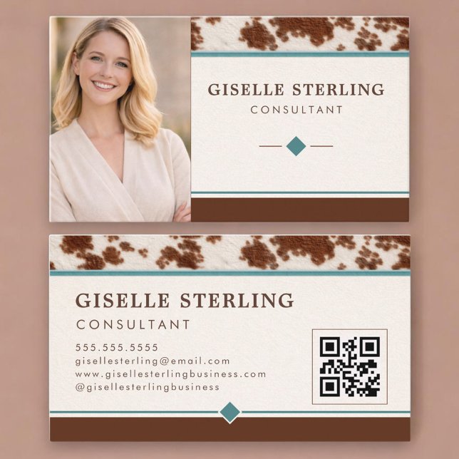 Carte de visite Cowgirl Western QR Code Photo (Créateur téléchargé)