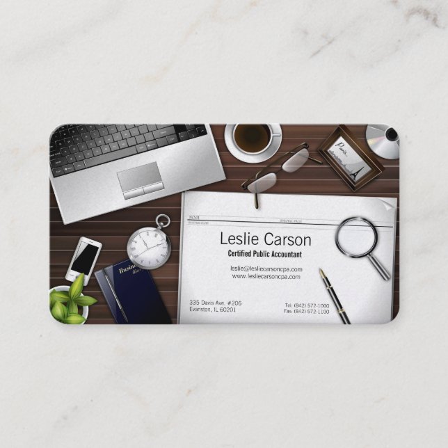 carte de visite cpa bureau encombré (Devant)