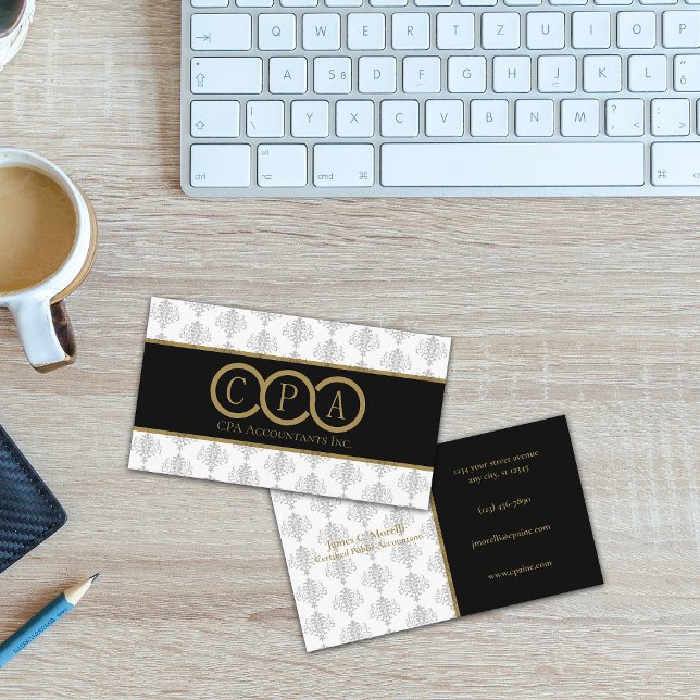 Carte De Visite CPA | Expert comptable blanc | Noir (Créateur téléchargé)