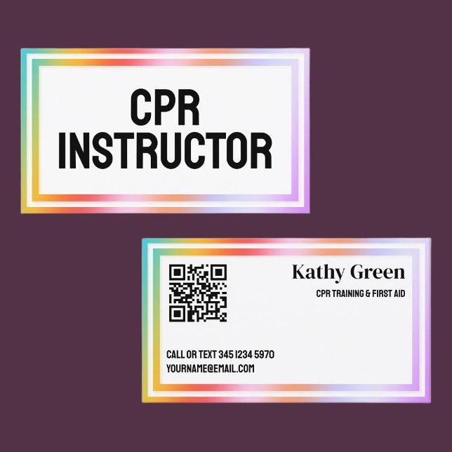 Carte De Visite CPR Instructor Custom Vcard QR (CPR Instructor Custom Vcard QR Business Cards)