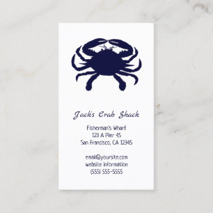 Carte De Visite Crabe bleu foncé Silhouette Restaurant de fruits d
