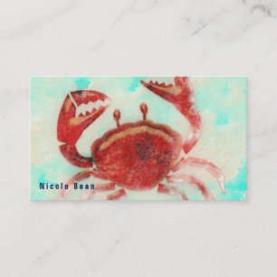 Carte De Visite Crabe Rouge Élégant Cuisine de Mer de Plage Sur Me