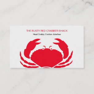 Carte De Visite Crabe rouge Fruits de mer Noir Blanc Simple Nautiq