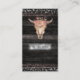 Carte De Visite Crâne de vache floral rustique Boho Chic Glam sur 