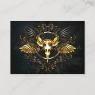 Carte De Visite Crâne d'oiseaux dorés sur arrière - plan noir